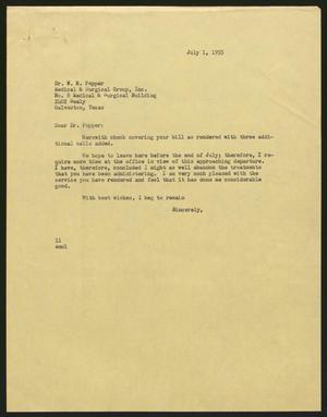 [Letter from I. H. Kempner to Dr. N. H. Pepper, July 1, 1955]