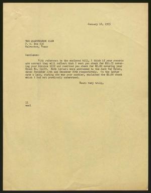 [Letter from I. H. Kempner to The Quarterdeck Club, January 18, 1955]
