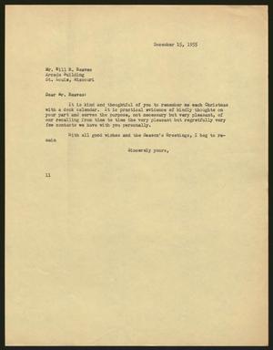 [Letter from Isaac H. Kempner to Will H. Reaves, December 15, 1955]