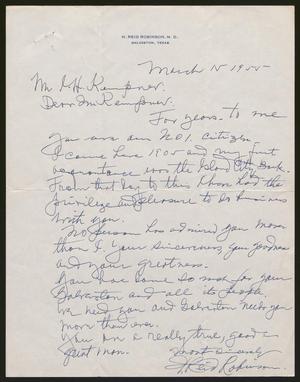[Letter from H. Reid Robinson to I. H. Kempner, March 15, 1955]