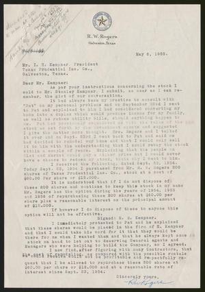 [Letter from R. W. Rogers to I. H. Kempner, May 6, 1955]