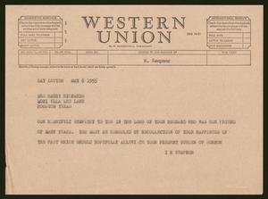 [Telegram from Isaac H. Kempner to Mrs. Harry Richards, May 6, 1955]