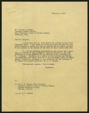 [Letter from I. H. Kempner to William J. Rodgers, February 9, 1955]