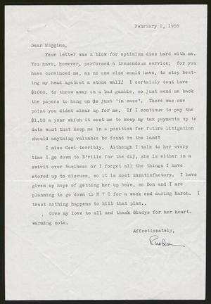 [Letter from Rhoda Reigeluth to I. H. Kempner, February 2, 1955]
