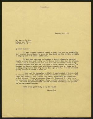 Primary view of object titled '[Letter from I. H. Kempner to Marion W. Ripy, January 17, 1955]'.