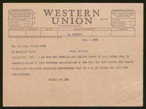 [Telegram from Henrietta and Isaac H. Kempner to Mr. and Mrs. Julian Rauh, January 1, 1955]