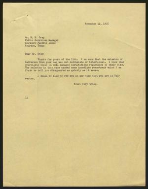 [Letter from I. H. Kempner to H. H. Gray, November 12, 1955]