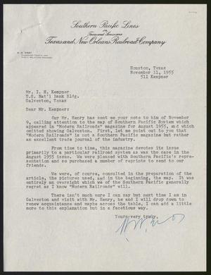 [Letter from H. H. Gray to I. H. Kempner, November 11, 1955]