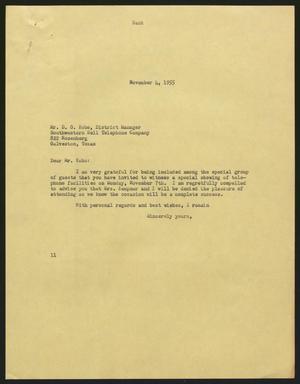 [Letter from I. H. Kempner to D. G. Kobs, November 4, 1955]