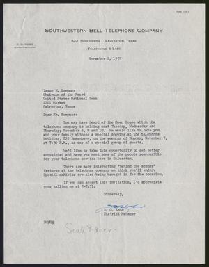 [Letter from Southwestern Bell Telephone Company to I. H. Kempner, November 2, 1955]