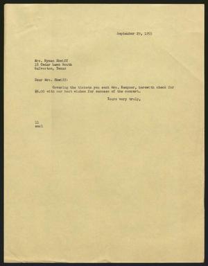 [Letter from Isaac Hebert Kempner to Hyman Shwiff, September 29, 1955]