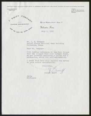 [Letter from Joseph Swiff to I. H. Kempner, July 1, 1955]