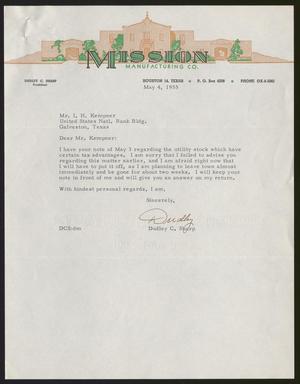 [Letter from Dudley C. Sharp to I. H. Kempner, May 4, 1955]