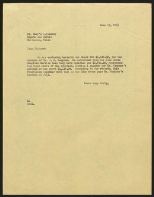 [Letter from A. H. Blackshear, Jr. to St. Mary's Infirmary, June 17, 1955]