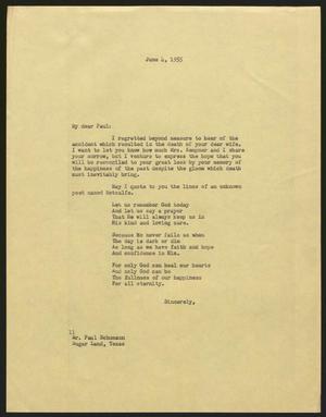 [Letter from I. H. Kempner to Paul Schumann, June 4, 1955]