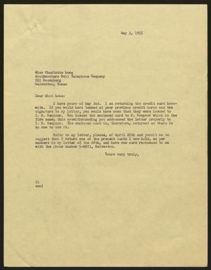[Letter from I. H. Kempner to Southwestern Bell Telephone Company, May 3, 1955]