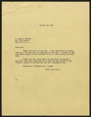 [Letter from I. H. Kempner to A. Sulka & Company, January 24, 1955]