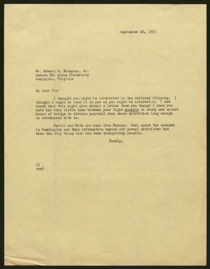 [Letter from I. H. Kempner to Edward R. Thomson, Jr., September 26, 1955]