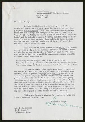 [Letter from I. Edward Tonkon to I. H. Kempner, July 1, 1955]