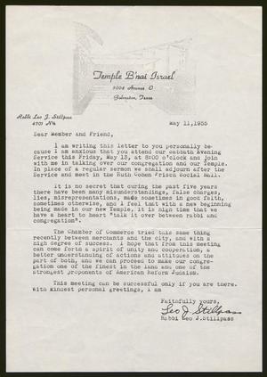 [Letter from Letter from Temple B'nai Israel, May 11, 1955]