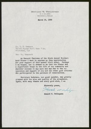 [Letter from Howard T. Tellepsen to I. H. Kempner, March 15, 1955]