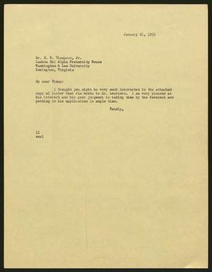 [Letter from I. H. Kempner to R. R. Thompson, Jr., January 25, 1955]