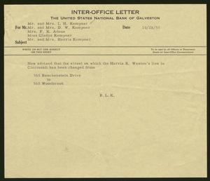 [Inter-Office Letter from Robert Lee Kempner, October 28,1955]