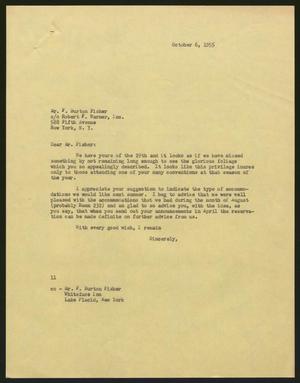 [Letter from I. H. Kempner to F. Burton Fisher, October 6, 1955]