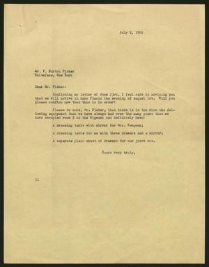 [Letter from I. H. Kempner to F. Burton Fisher, July 2, 1955]
