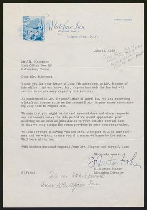 [Letter from F. Burton Fisher to I. H. Kempner, June 18, 1955]