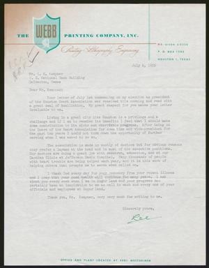 [Letter from Lee M. Webb to I. H. Kempner, July 6, 1955]