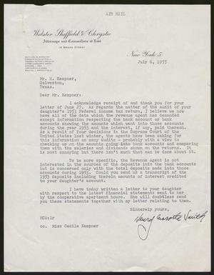 [Letter from Henry Cassorte Smith to I. H. Kempner, July 6, 1955]