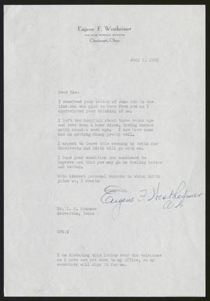 [Letter from Eugene F. Westheimer to I. H. Kempner, July 1, 1955]
