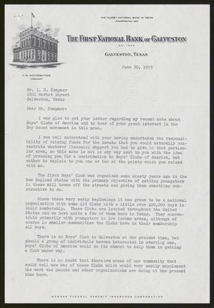 [Letter from J. M. Winterbotham to I. H. Kempner, June 30, 1955]