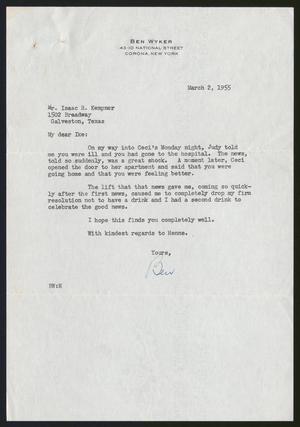 [Letter from Ben Wyker to I. H. Kempner, March 2, 1955]