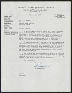 [Letter from L. James Harris to I. H. Kempner, February 18, 1955]