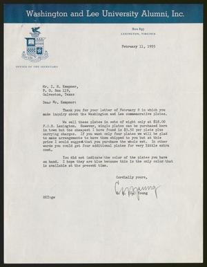 [Letter from H. K. Young to I. H. Kempner, February 11, 1955]