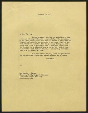 [Letter from I. H. Kempner to Harris K. Weston, January 17, 1955]