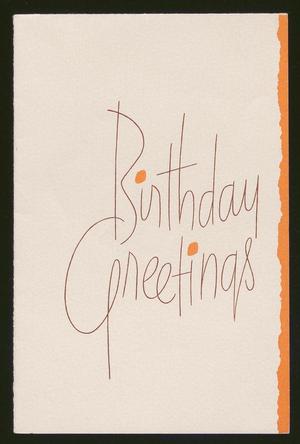 Primary view of object titled '[Birthday Card from Betty Bimmerman]'.