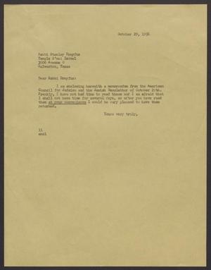 [Letter from I. H. Kempner to Rabbi Stanley Dreyfus - October 29, 1956]