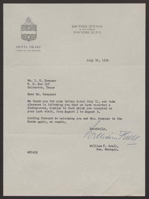 [Letter from William F. Grell to I. H. Kempner - July 16, 1956]