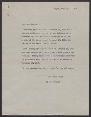 [Letter from M. Dobrzynski to I. H. Kempner - January 6, 1956]