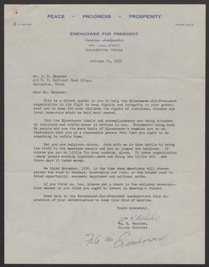 [Letter from William H. Beheler to Isaac H. Kempner, October 23, 1956]