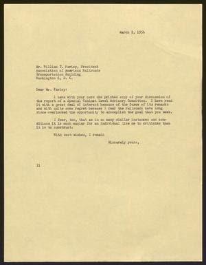 [Letter from I. H. Kempner to Mr. William T. Faricy - March 2, 1956]