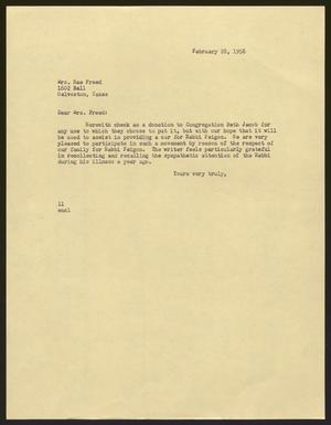 [Letter from I. H. Kempner to Mrs. Rae Freed - February 28, 1956]