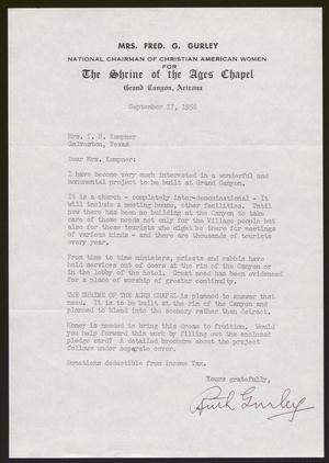 [Letter from Mrs. Fred G. Gurley to Mrs. I. H. Kempner - September 17, 1956]