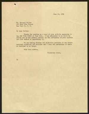 [Letter from I. H. Kempner to Mr. Bernard Gelles - June 20, 1956]