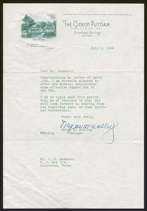 [Letter from Myron H. Wooley to I. H. Kempner - July 5, 1956]