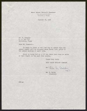 [Letter from the Gulf Coast Royalty Company to Isaac H. Kempner, January 18, 1956]
