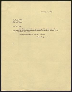 [Letter from Isaac H. Kempner to E. L. Goar, January 11, 1956]